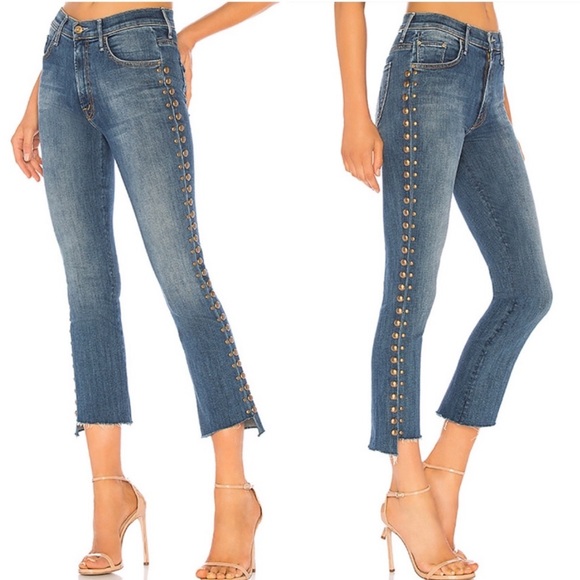 MOTHER Insider Crop Step Fray in Rough Stud jeans
